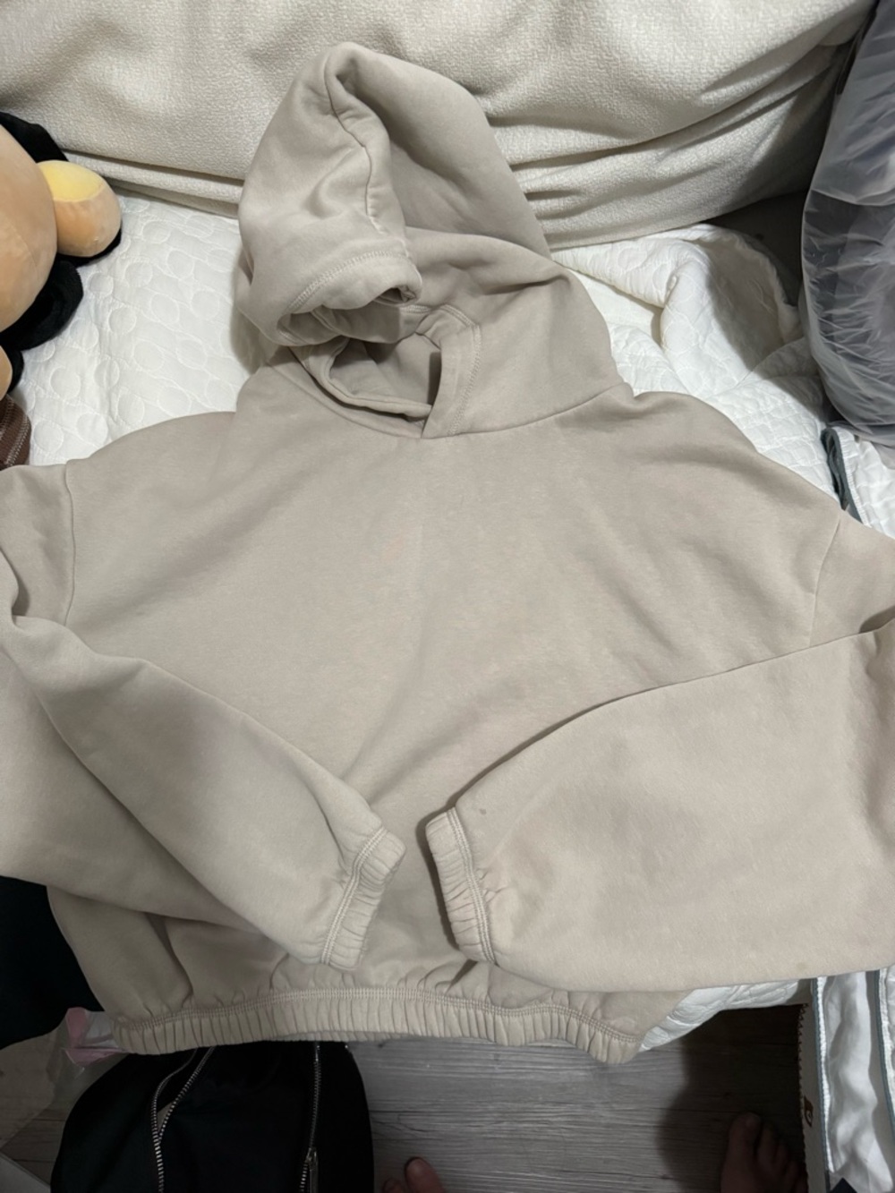 Zara Cream Cropped Hoodie with Hood